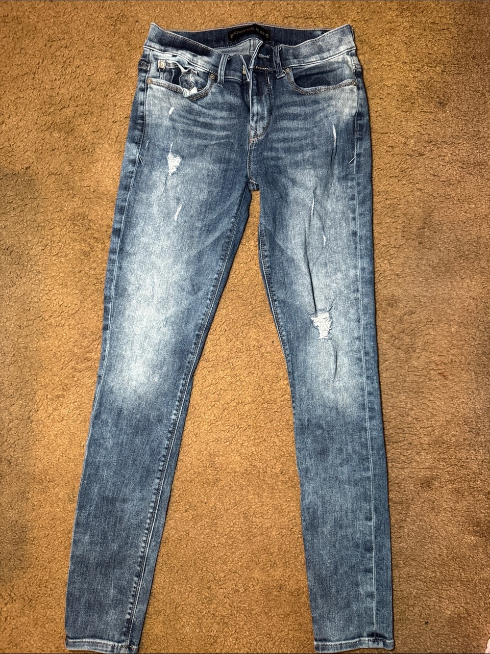 Express Blue Distressed Skinny Jeans - Women